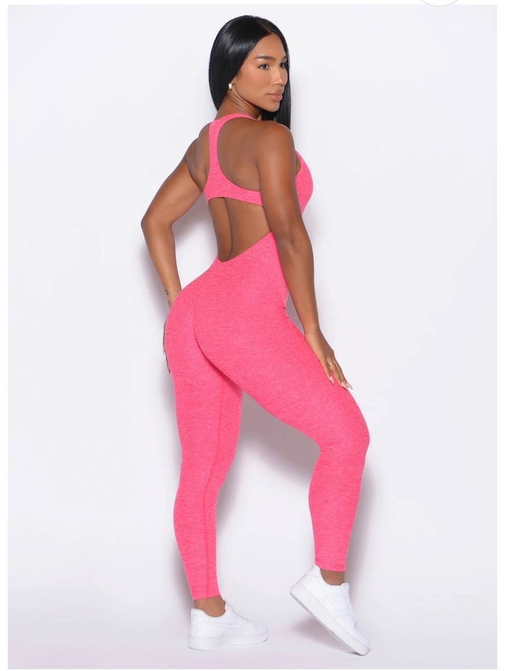 Bombshell Sportwear Pink Racerback One-Piece Jumpsuit Bodysuit | Size XS